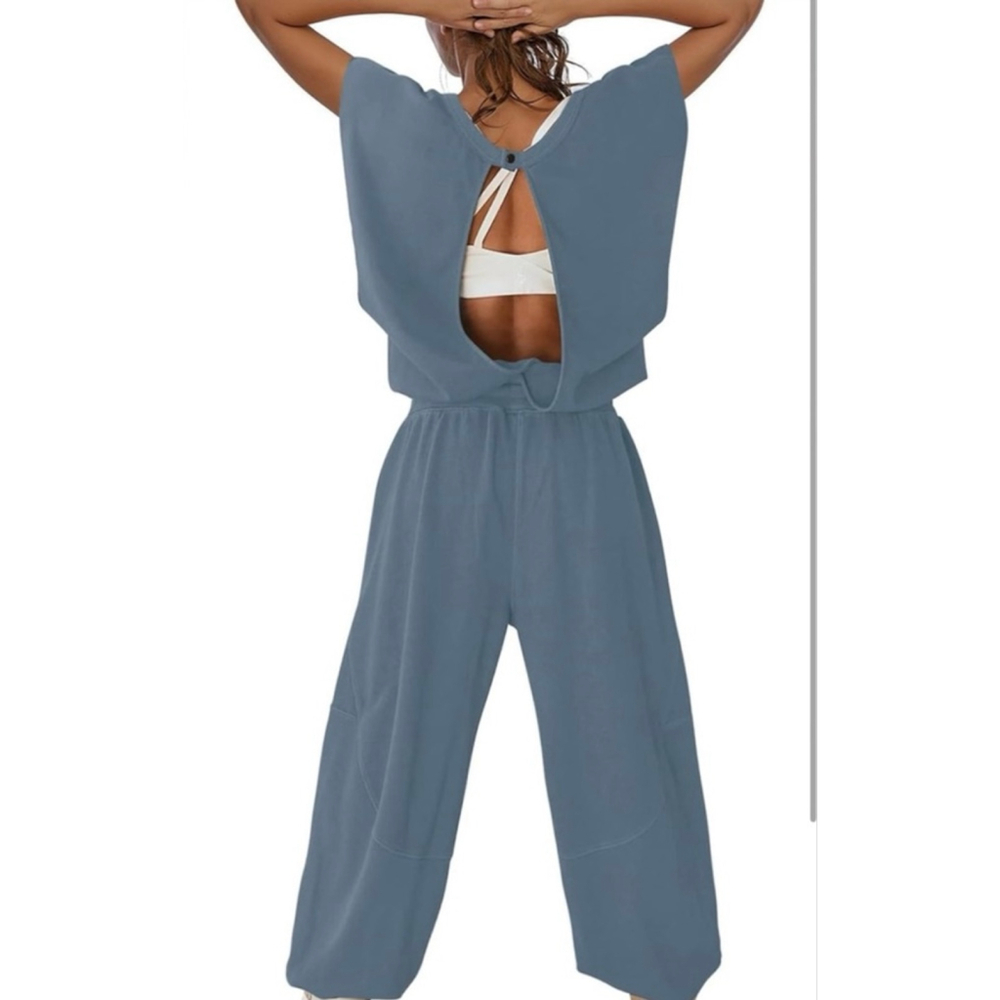 Free People Throw and Go Onesie NWT Large Vintage Blue HTF Color FP Movement - Picture 2 of 7